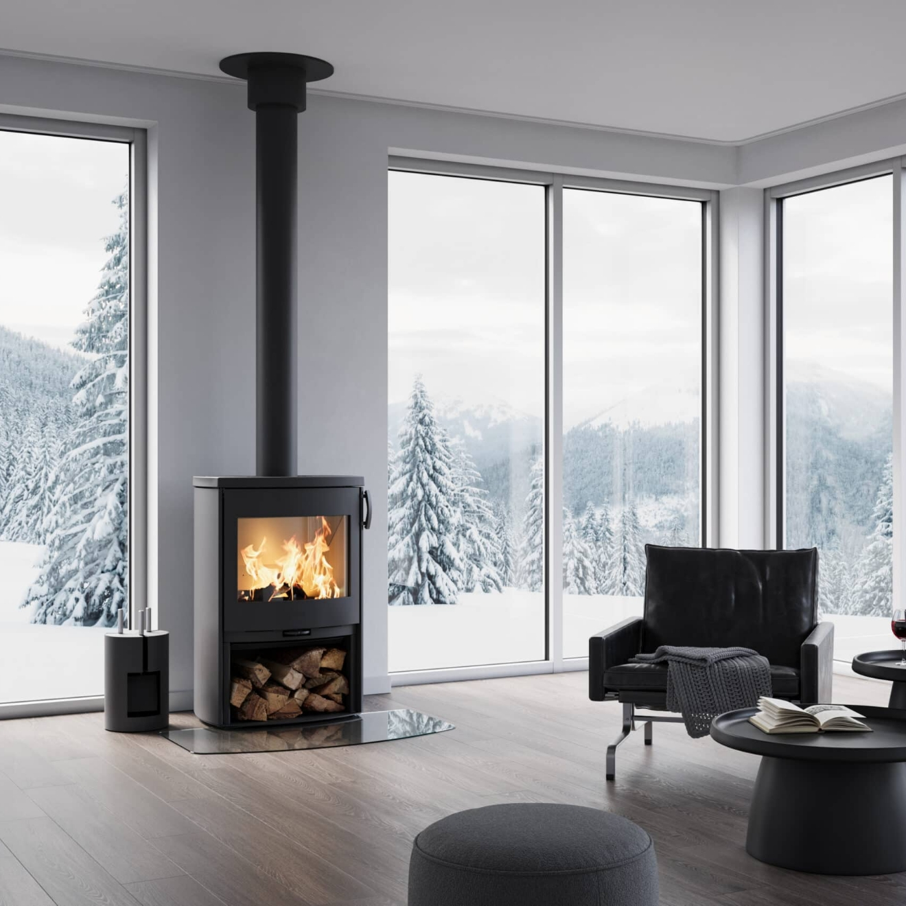 Kaminofen im Wohnzimmer